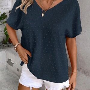 Navy Textured Women's Top